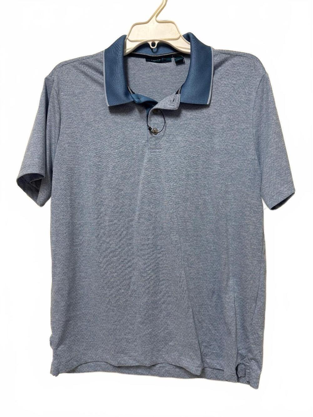 Perry Ellis Men's Blue Heather Short Sleeve Polo Shirt Size M
